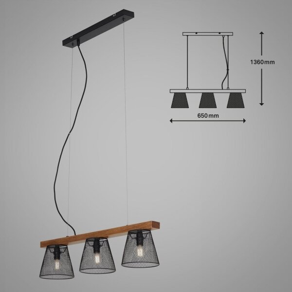 Briloner 4077-035 - Lustr na lanku WOOD & STYLE 3xE14/25W/230V