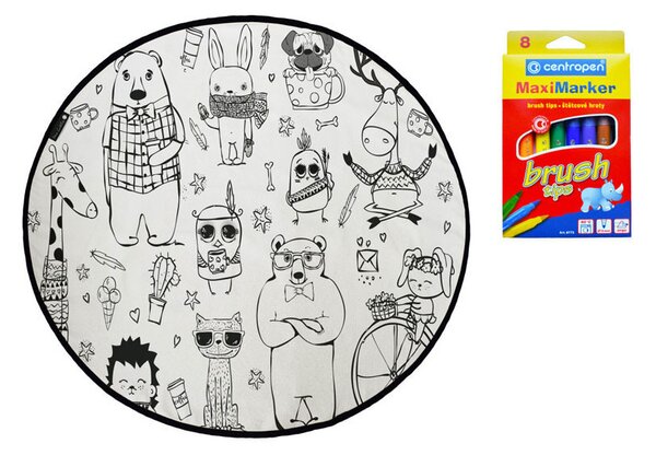 Kobercové omalovánky – Happy Friends Kruh Ø 130 cm