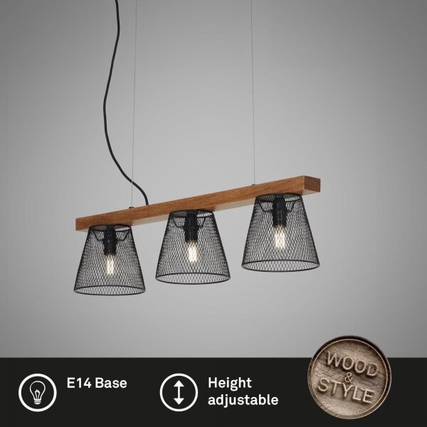 Briloner 4077-035 - Lustr na lanku WOOD & STYLE 3xE14/25W/230V