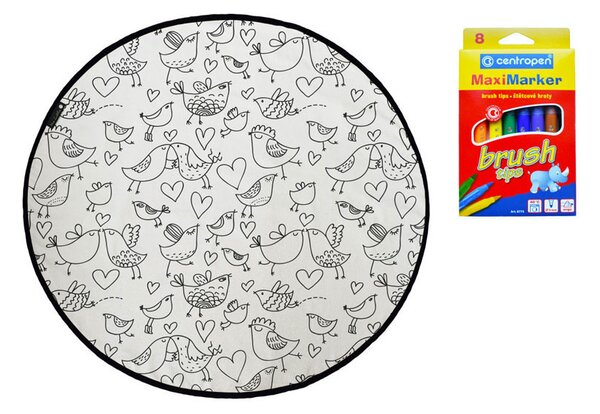 Kobercové omalovánky – Kissing birds Kruh Ø 130 cm