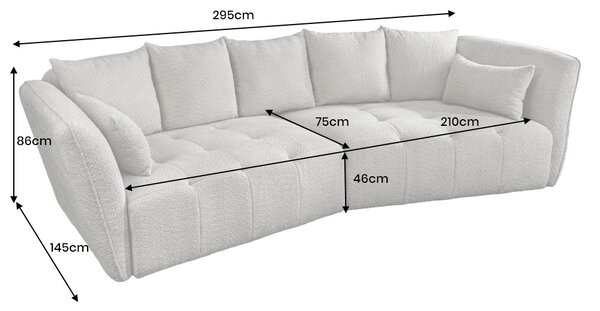 Designová sedačka Wellington 295 cm šedá