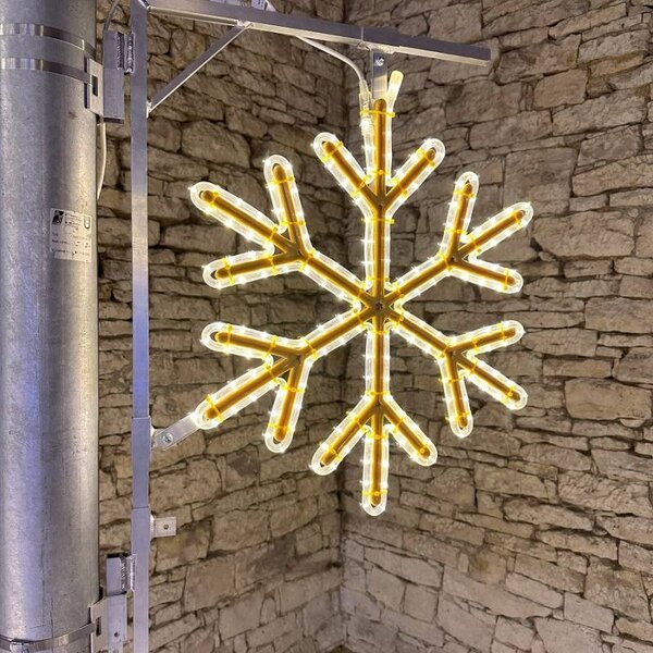 DECOLED LED světelná vločka VI, na sloupy VO 3D tisk, pr. 60 cm, teple bílá