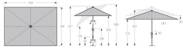 Knirps APOLL zahradní slunečník 300 x 200 cm černá