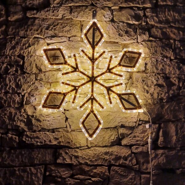 DECOLED Easy Fix 2D LED světelná vločka IX, 72 × 72 cm, teple bílá, závěsný, 3D tisk