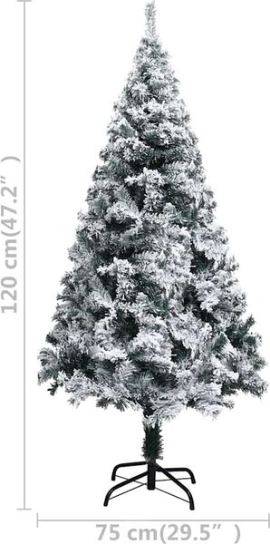 VidaXL Umělý vánoční stromek zasněžený zelený 120 cm PVC [328481] Barva: Zelená a bílá