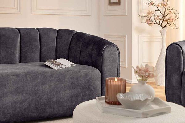 Designová sedačka Kalei 200 cm antracitový samet