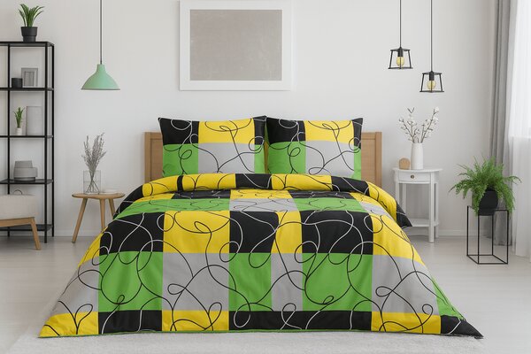 Polybavlněné povlečení na 2 postele CHESS LIME, barevné Rozměr povlečení: 2 ks 70 x 90 cm | 2 ks 140 x 200 cm