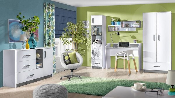 Nábytek Tofiko IV, Barva: bílý / bílý + růžovy 5902928230253