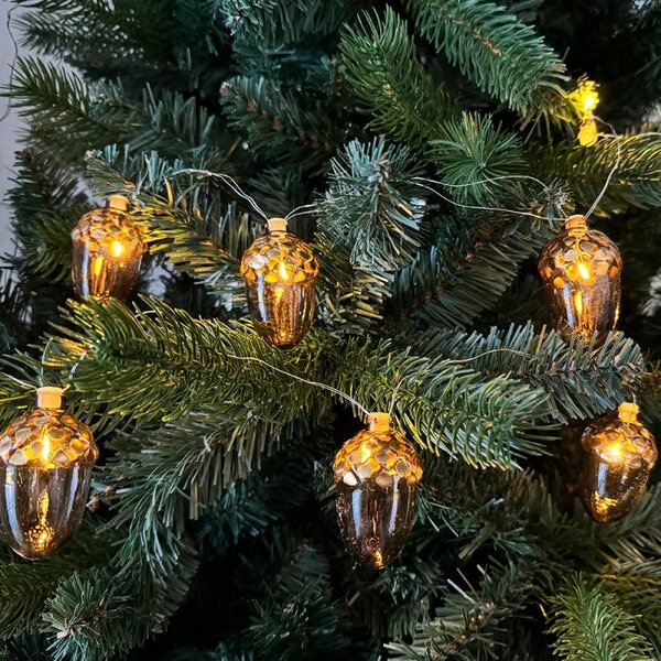 SIRIUS LED svítící žaludy na řetězu, 8 kusů, délka 1,3 m, zlatá