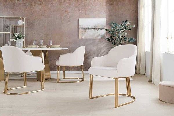 Designová jídelní židle Napayshni béžový manšestr