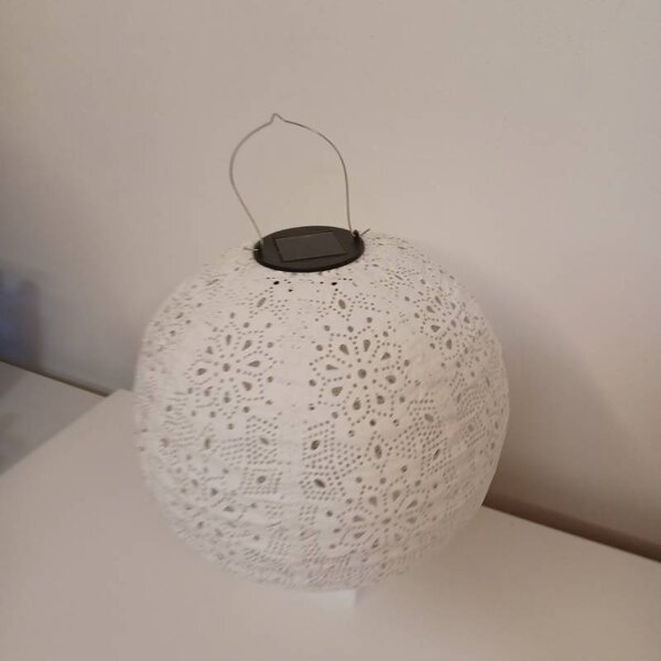 DECOLED Solární lampion, 30 cm, teple bílá, bílá