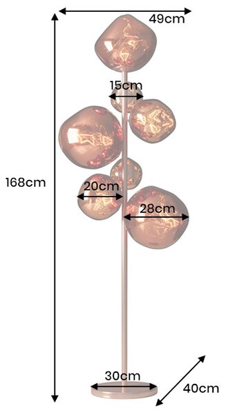 Designová stojanová lampa Hanzila 168 cm měděná