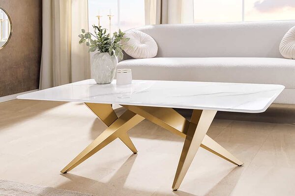 Keramický konferenční stolek Zephyra 130 cm bílý
