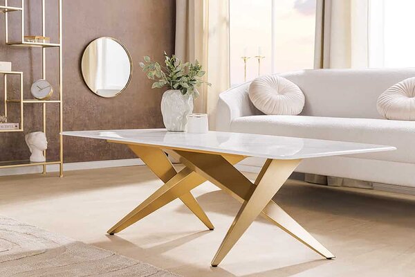 Keramický konferenční stolek Zephyra 130 cm bílý