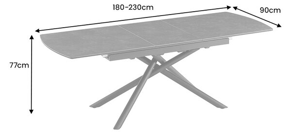 Rozkládací keramický jídelní stůl Mairead 180-230 cm grafit