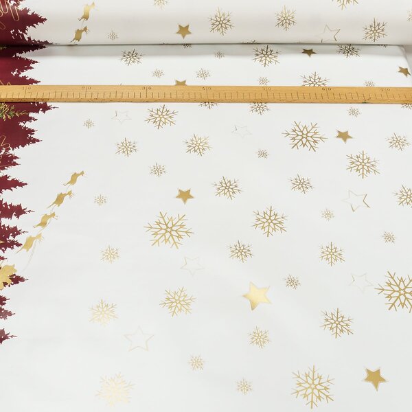 Sareha ubrus PVC s textilním podkladem vánoční 1264-3, santovy Vánoce bílé, š.140cm (metráž)