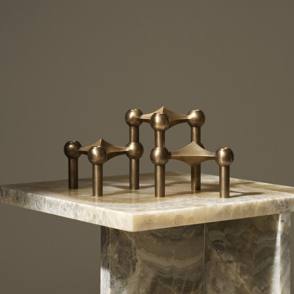 Designový svícen STOFF Nagel Bronzed Brass – set 3 ks