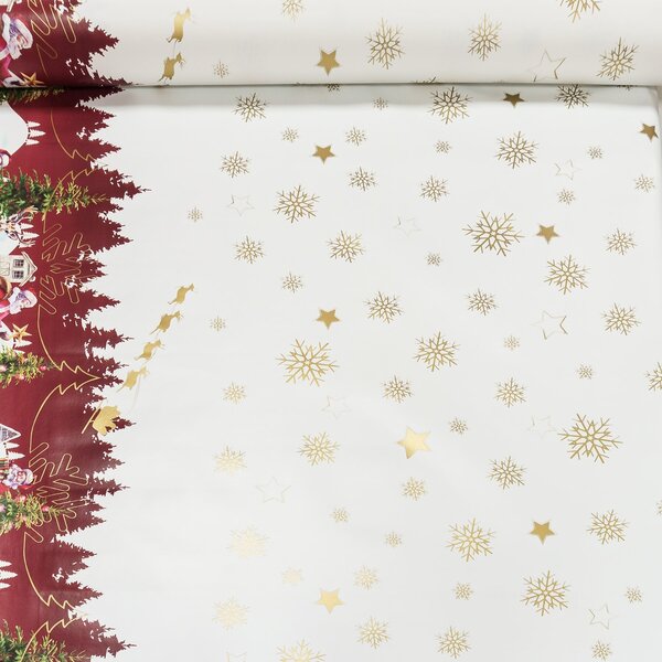 Sareha ubrus PVC s textilním podkladem vánoční 1264-3, santovy Vánoce bílé, š.140cm (metráž)