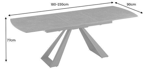 Roztahovací keramický jídelní stůl Kody 180-230 cm grafit