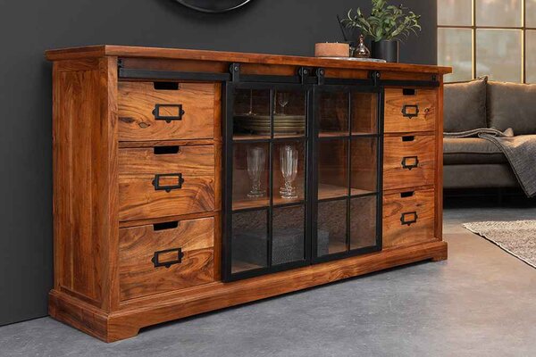 Designová komoda Santuzza 148 cm hnědá akácie