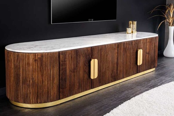 Designový TV stolek Daichi 170 cm mango / mramor