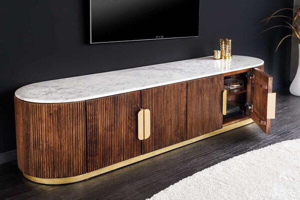 Designový TV stolek Daichi 170 cm mango / mramor