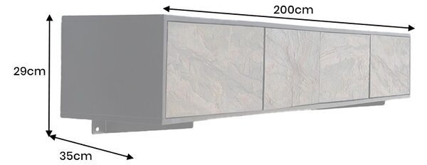 Designový závěsný TV stolek Quillon 200 cm přírodní kámen