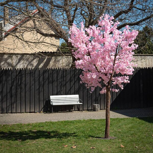 DECOLED 3D umělý strom Sakura 300 × 200 cm, růžová dekorace, IP44 venkovní, kov a plast