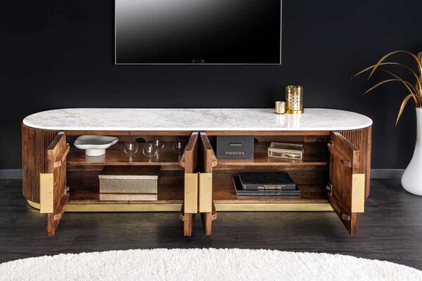 Designový TV stolek Daichi 170 cm mango / mramor