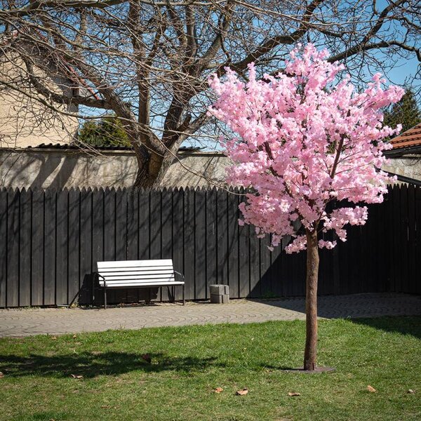 DECOLED 3D umělý strom Sakura 300 × 200 cm, růžová dekorace, IP44 venkovní, kov a plast