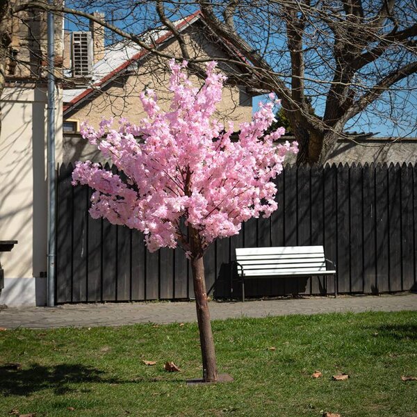DECOLED 3D umělý strom Sakura 200 × 150 cm, růžová dekorace, IP44 venkovní, kov a plast