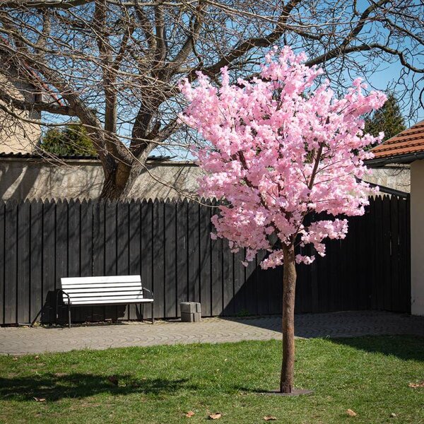 DECOLED 3D umělý strom Sakura 300 × 200 cm, růžová dekorace, IP44 venkovní, kov a plast
