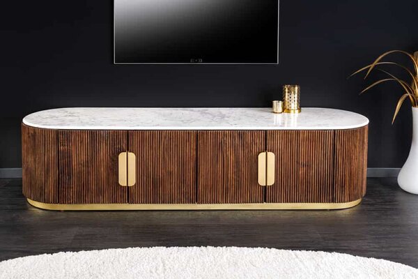Designový TV stolek Daichi 170 cm mango / mramor
