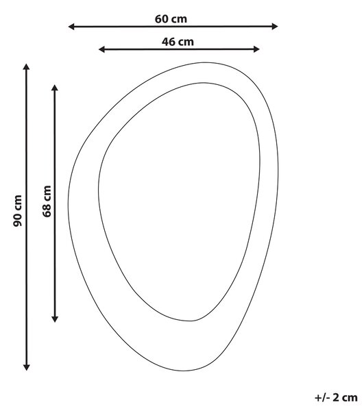 Zrcadlo AUDES 60 cm 90 cm Umělý samet Krémově bílá