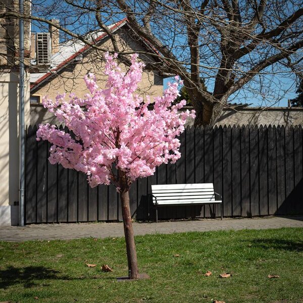 DECOLED 3D umělý strom Sakura 200 × 150 cm, růžová dekorace, IP44 venkovní, kov a plast