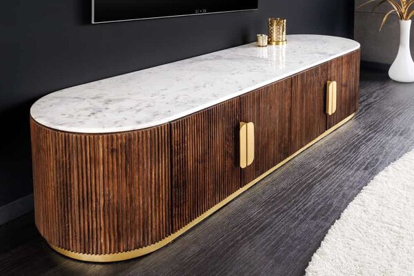 Designový TV stolek Daichi 170 cm mango / mramor