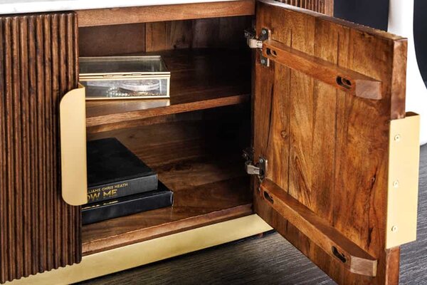 Designový TV stolek Daichi 170 cm mango / mramor
