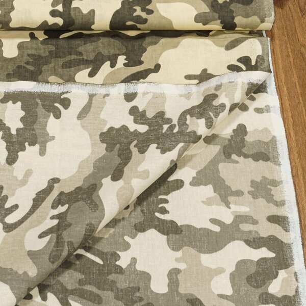 Bavlněné plátno POLO khaki-smetanový maskáčový vzor, š.160cm (látka v metráži)