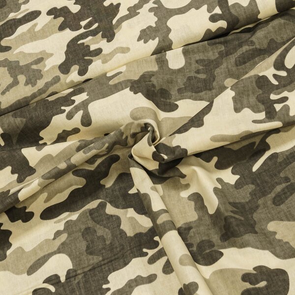 Bavlněné plátno POLO khaki-smetanový maskáčový vzor, š.160cm (látka v metráži)