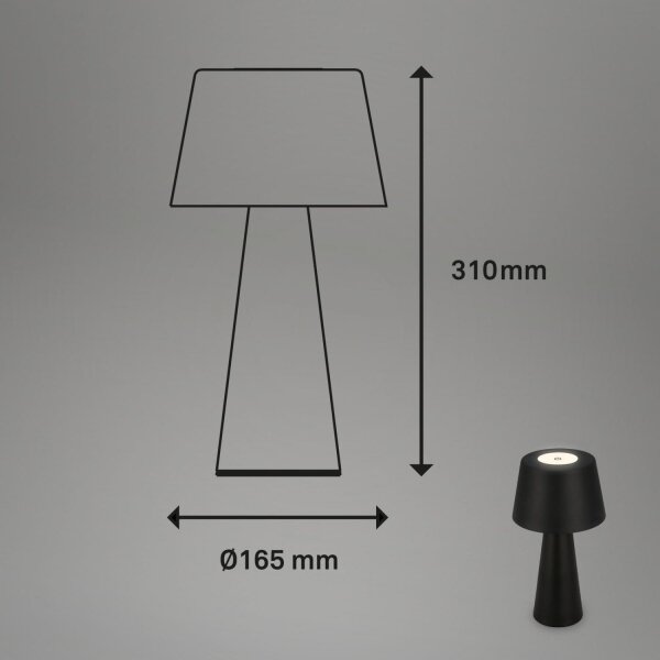 Brilo - LED Stmívatelná nabíjecí venkovní stolní lampa LED/3,5W/5V IP44 černá