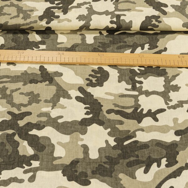 Bavlněné plátno POLO khaki-smetanový maskáčový vzor, š.160cm (látka v metráži)