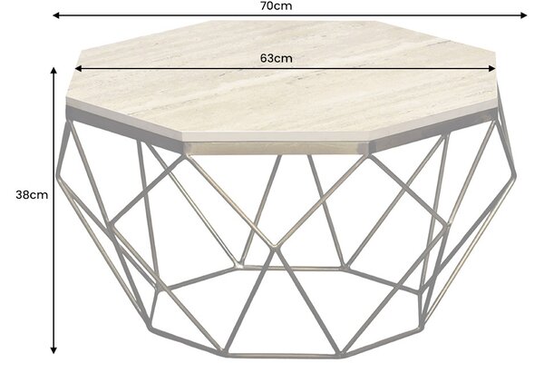 Designový konferenční stolek Beiwen 70 cm travertín mosaz