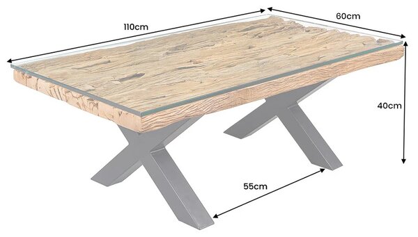 Designový konferenční stolek Shark 110 cm recyklované dřevo