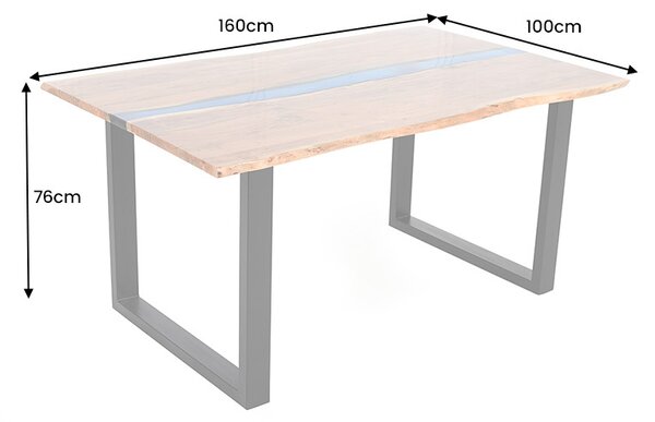 Designový jídelní stůl Tabassum 160 cm akácie s epoxidovou pryskyřicí