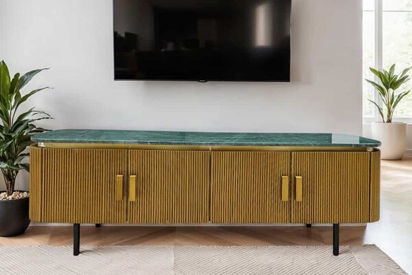Designový TV stolek Ifama 160 cm zelený mramor