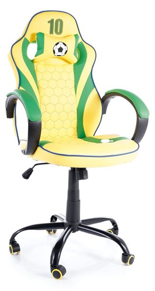 Dětská židle - BRASIL, ekokůže, žlutá/zelená