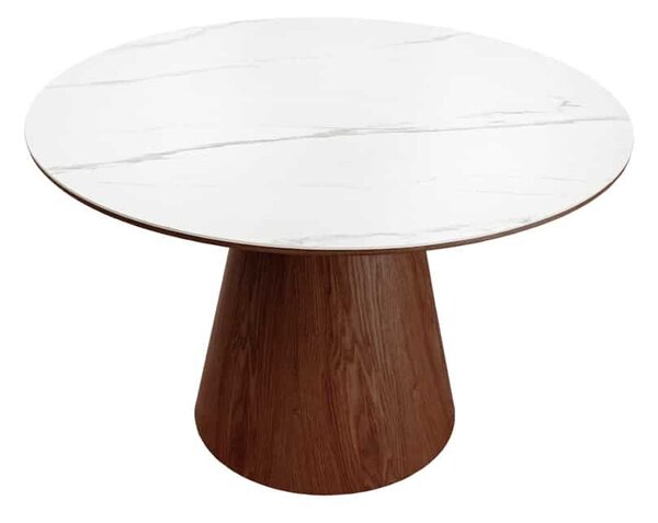 Kulatý jídelní stůl Parthenia 120 cm vzor ořech