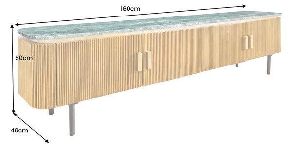 Designový TV stolek Ifama 160 cm zelený mramor