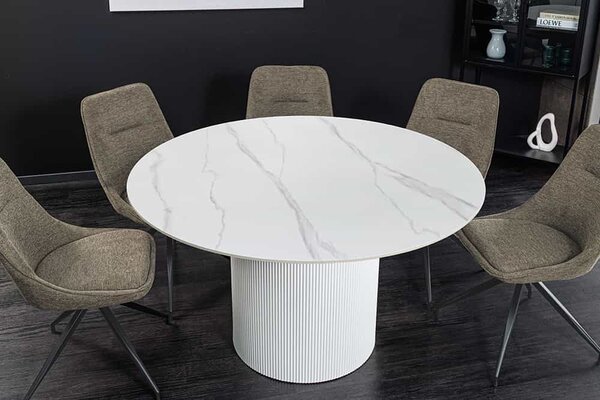 Kulatý jídelní stůl Parthenia 120 cm vzor bílý mramor