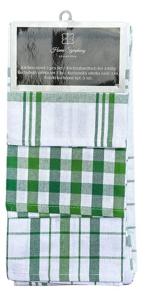 Euromat kuchyňské utěrky ARA zelená kostka / káro, 3 kusy, 45x65cm
